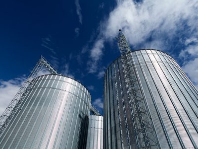 steel bulk silos outside for storage